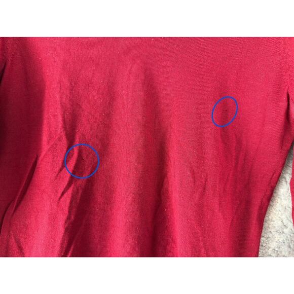 Talbots Size Petite Size Pure Merino Wool Sweater V Neck Red Long Sleeve - Picture 2 of 8